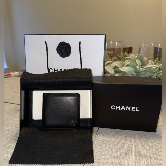 CHANEL Other - CHANEL Black Leather Bifold Wallet Authentic 2004 Collection EUC Box,Bag